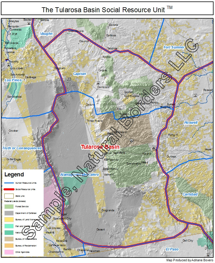 Tularosa Basin map Social Resource Units of the Western USA